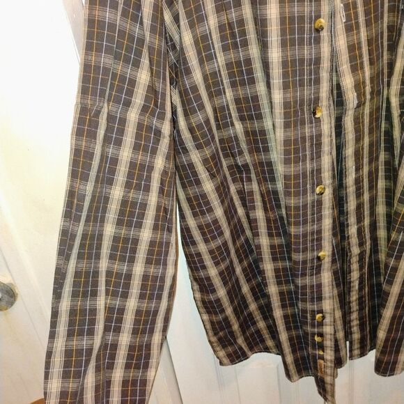 C E. Schmidt Work wear Nwot Classic Brown Plaid Button Down Shirt - Picture 7 of 13